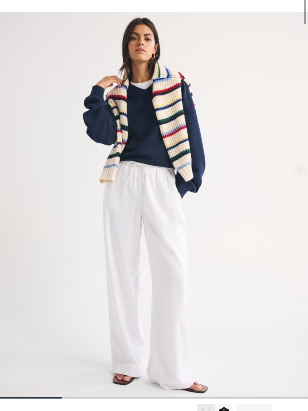 Abercrombie & Fitch White Wide-Leg Pull-On Pants